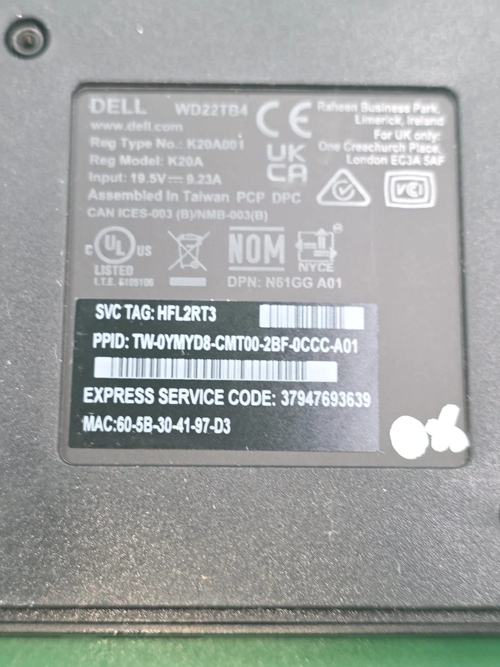 Dell WD22TB4 180W Thunderbolt 4 Docking Station - Black